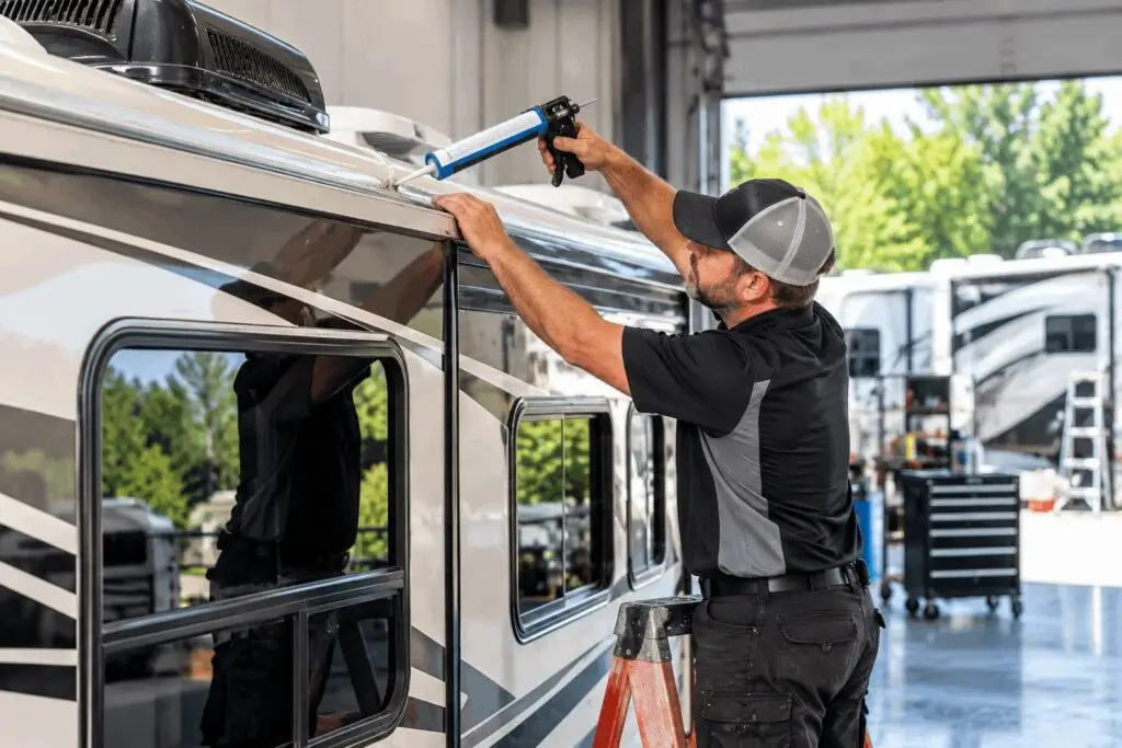 RV Technician Sealing Motorhome Roof Seam 2 20261017 8288